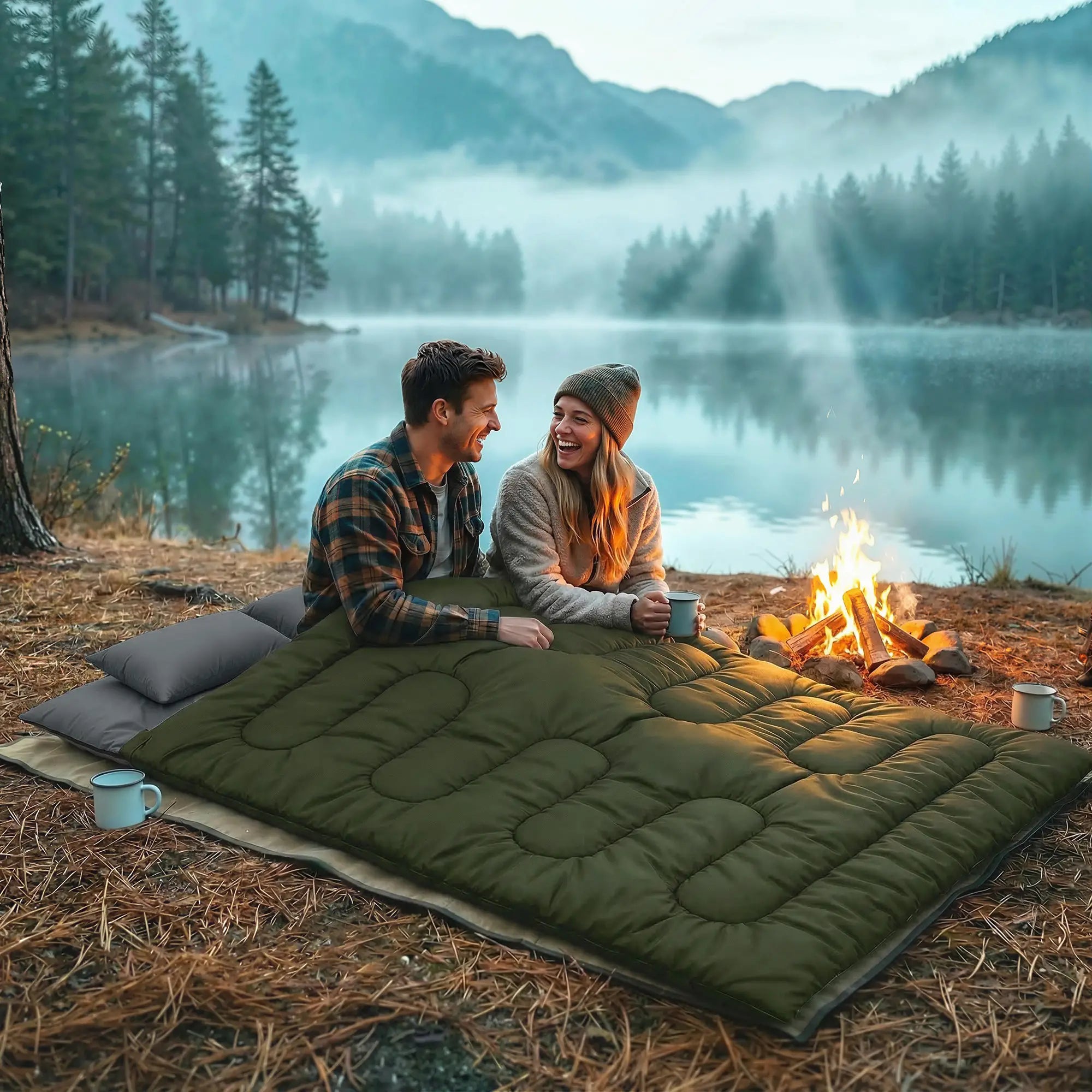 Queen Size, Double Sleeping Bag For Adults, Cold Weather, Green Camping Cots at Gallery Canada