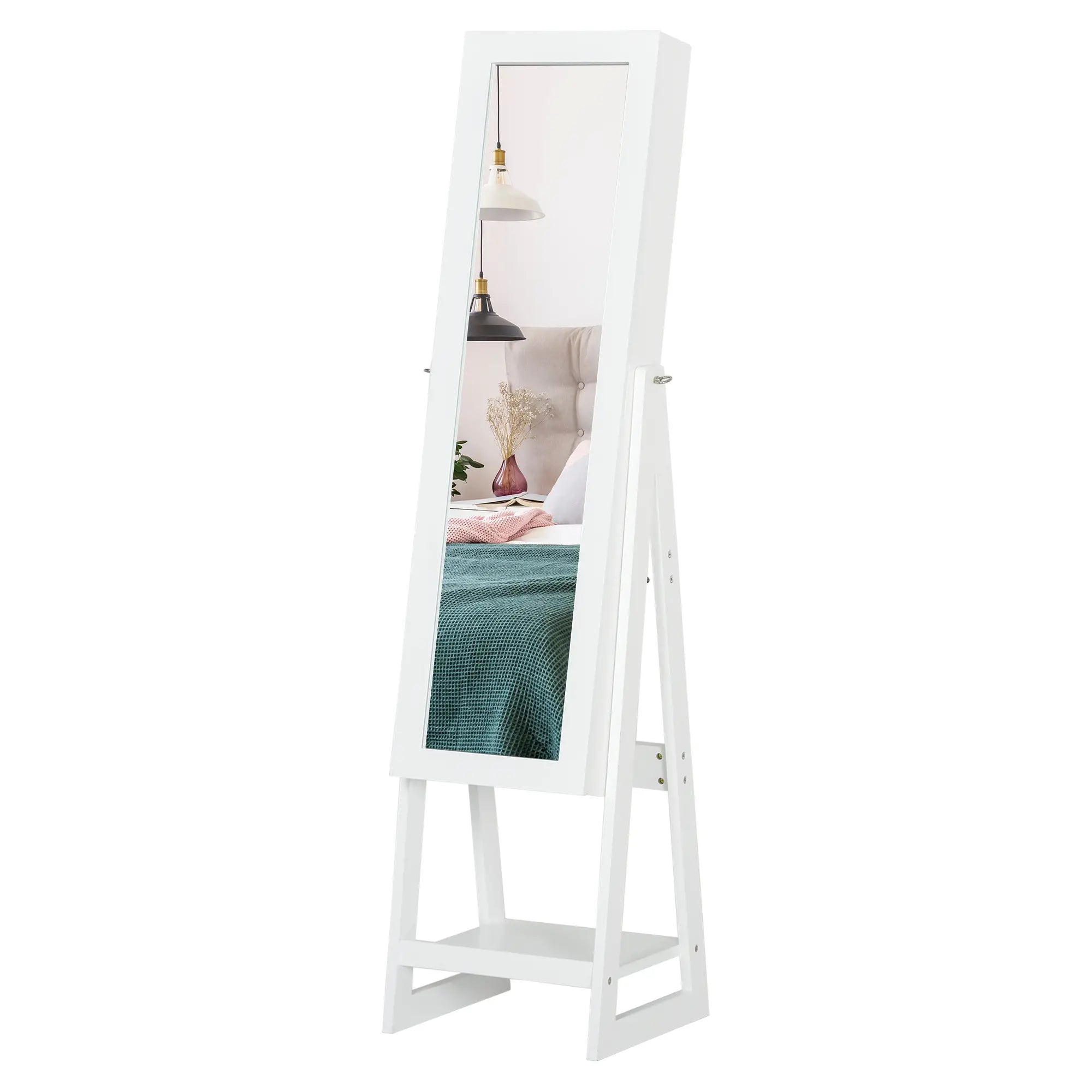 Jewellery Cabinet with Full-Length Mirror, White Jewellery Armoire & Jewellery Mirror Cabinets White at Gallery Canada