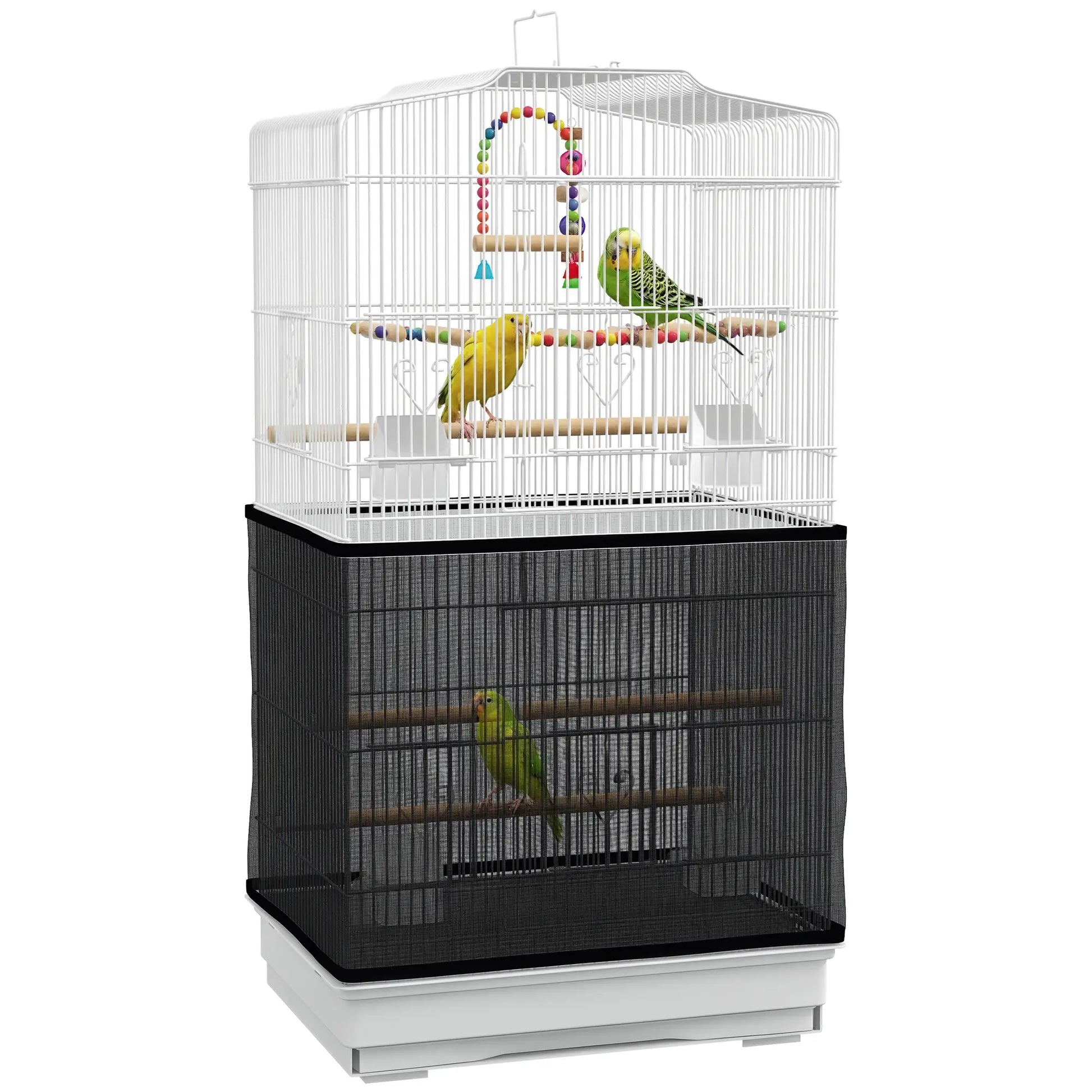 36" Bird Cage with Accessories, Handle, Mesh Cover, Tray, White Bird Cages at Gallery Canada
