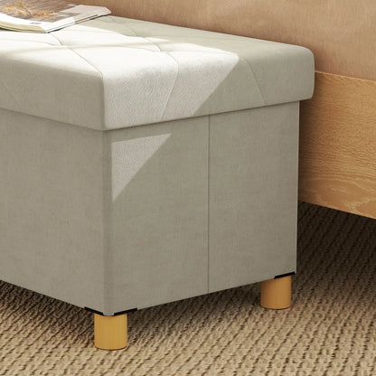 Velvet Upholstered Foldable Storage Ottoman Bench, Wood Legs Storage Ottomans & Benches at Gallery Canada