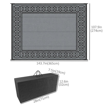Portable Outdoor Rug, 9' x 12', Waterproof, Reversible, Black and Grey Outdoor Reversible Rugs at Gallery Canada