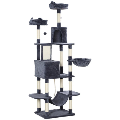 81" Large Cat Tree, Scratching Posts, Condos, Beds, Hammocks, Dark Grey Cat Towers Dark Grey, Cream White at Gallery Canada