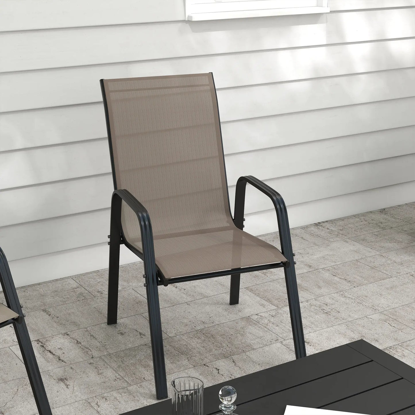 Outdoor Dining Chairs Set of 4, Heavy Duty Stackable, Grey Patio Chairs at Gallery Canada
