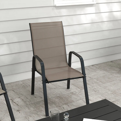Outdoor Dining Chairs Set of 4, Heavy Duty Stackable, Grey Patio Chairs at Gallery Canada