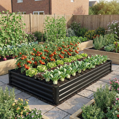 8 x 4 x 1ft Galvanized Raised Garden Bed, Reinforced Planter Box, Black Galvanized Planter Boxes at Gallery Canada