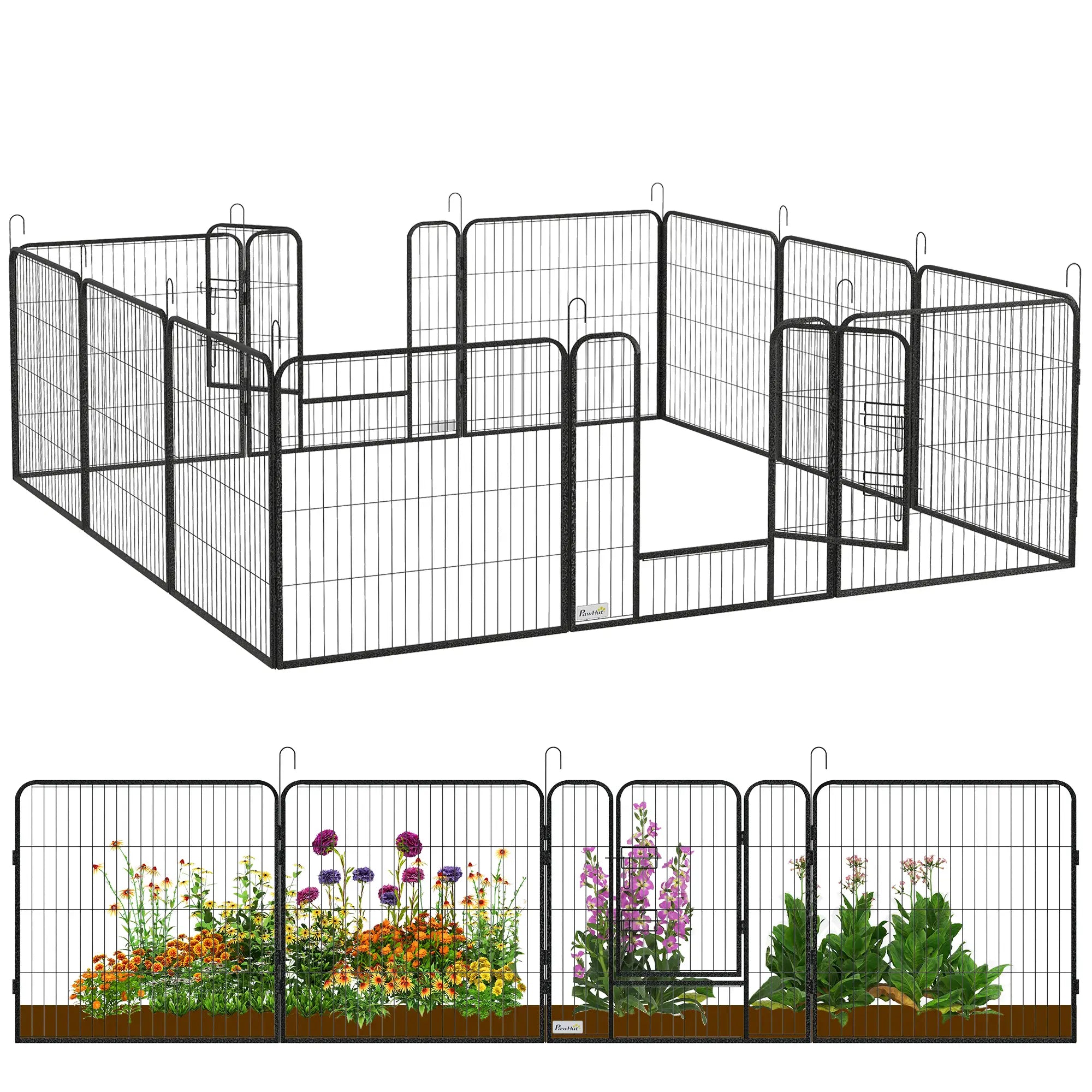 Dog Playpen with Gate, 12 Panels, 31.5