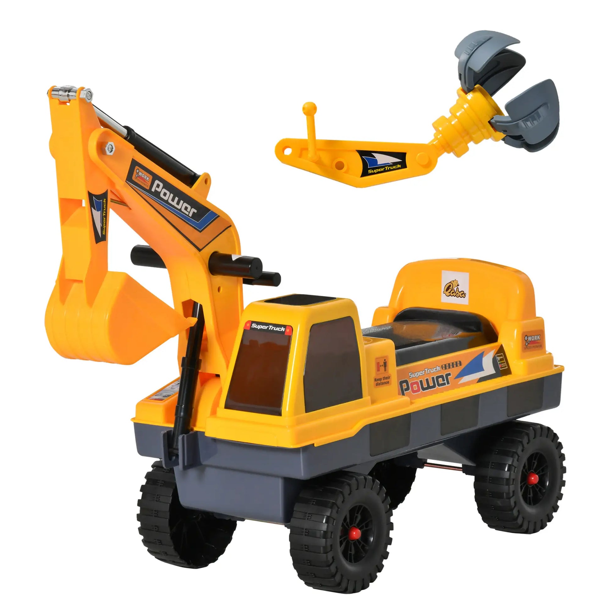 Ride On Excavator Toy, 2 in 1 Design, Detachable Buckets, Music, Light, Yellow Toy Excavators at Gallery Canada