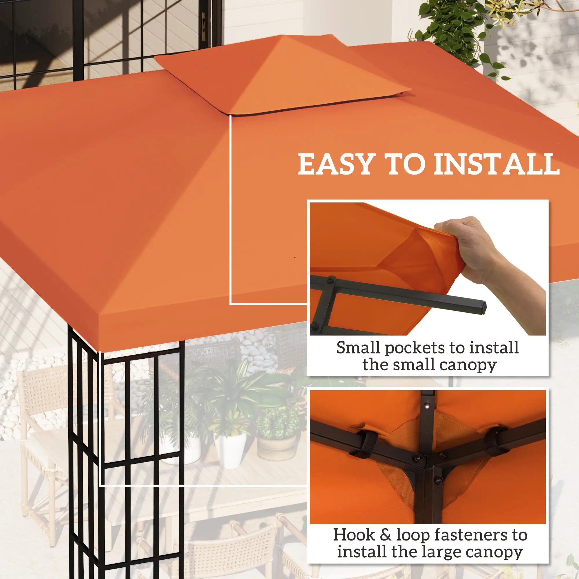 10' x 10' Square 2-Tier Gazebo Canopy Cover, Rust Red Gazebo Canopy Replacement at Gallery Canada