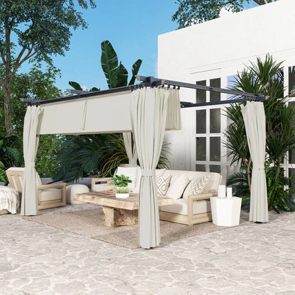 10' x 13' Pergola With Retractable Canopy, Curtains, UPF30+ Sun Shade Pergolas at Gallery Canada