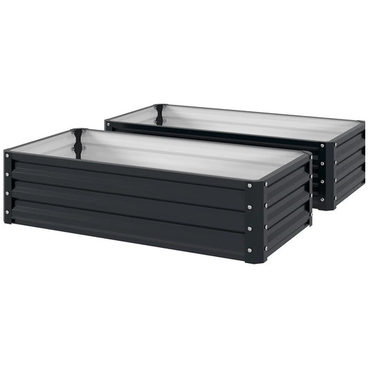 4' x 2' x 1' Galvanized Raised Garden Bed, Set of 2, Grey Galvanized Planter Boxes Grey at Gallery Canada