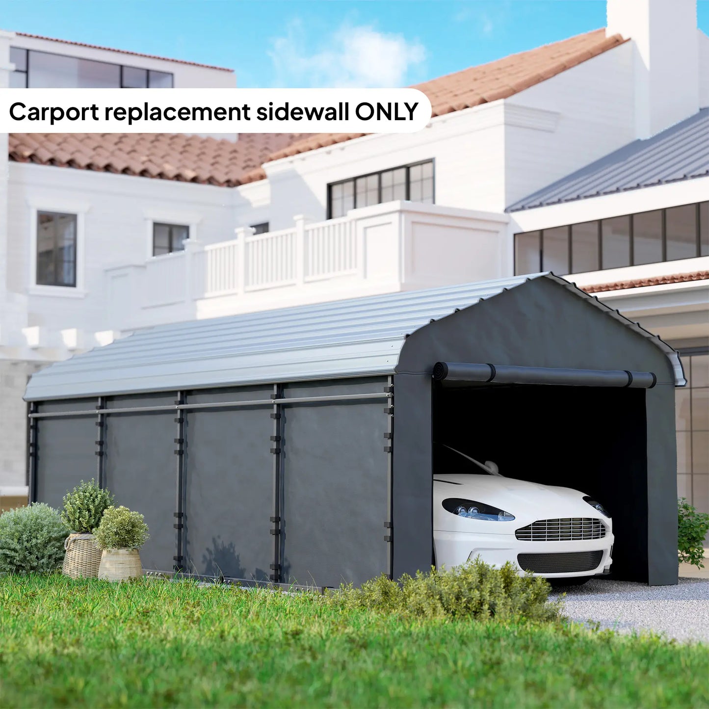 Replacement Canopy Cover, 10' x 15', Waterproof Carport Shelter, Dark Grey Car Shelters at Gallery Canada