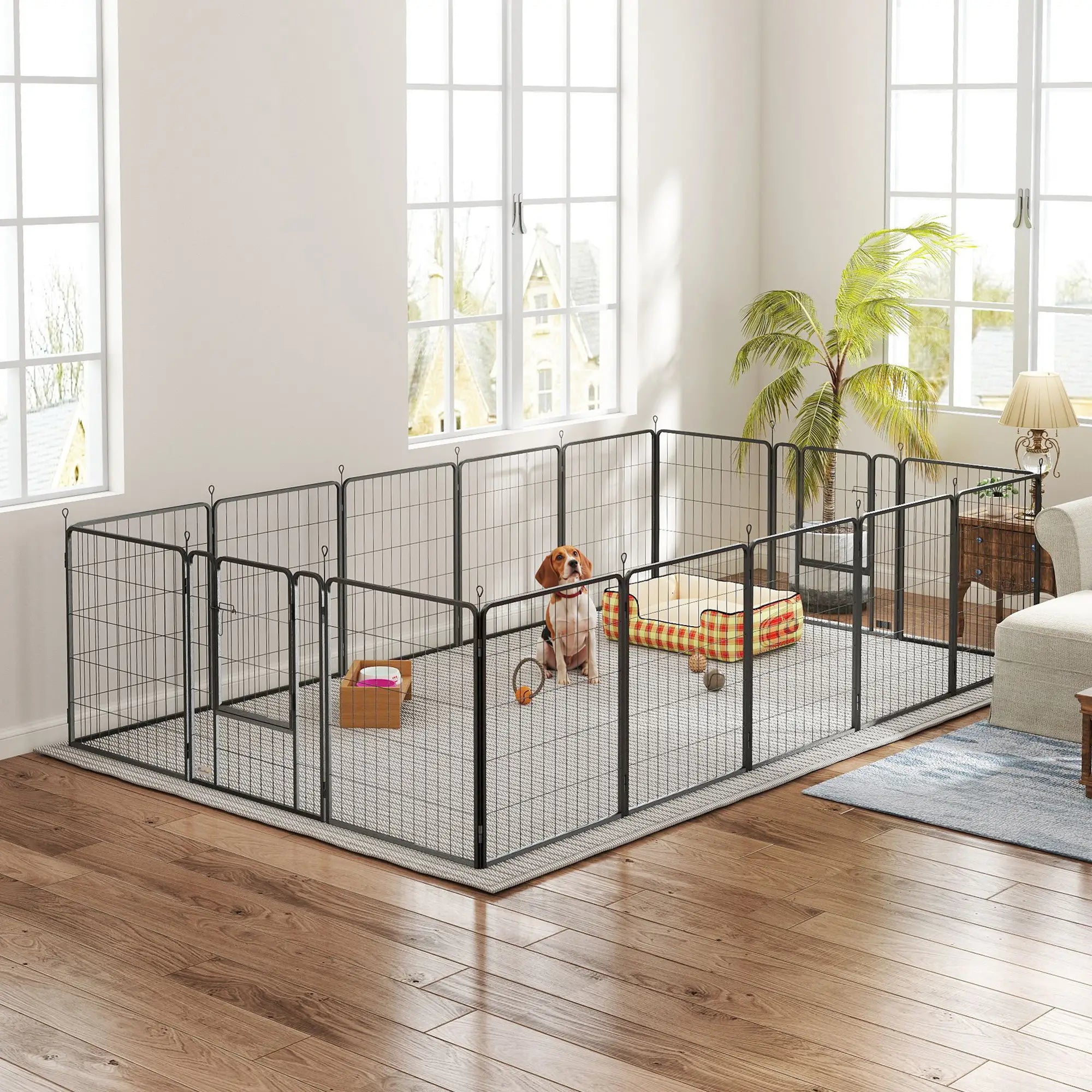 16 Panels Dog Playpen, Portable, for Medium Dogs, 31.5