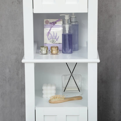 Freestanding Bathroom Cabinet, Open Shelves, 13.8" x 11.8" x 62.4", White Bathroom Cabinets at Gallery Canada