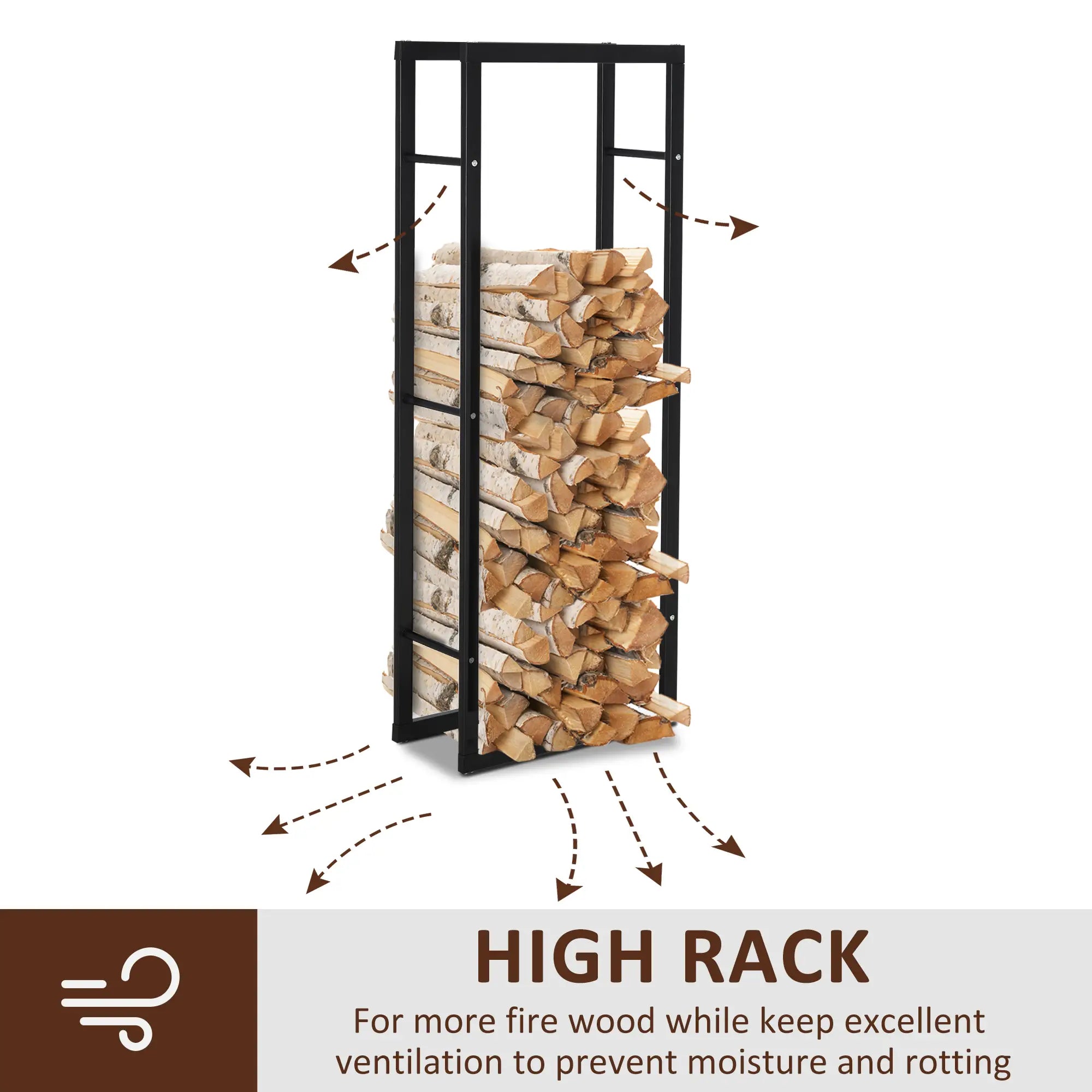 Outdoor Firewood Rack, Log Holder with Handles, 220 lbs. Capacity, 15.7