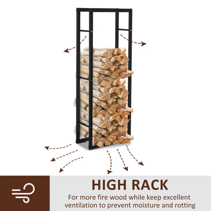 Outdoor Firewood Rack, Log Holder with Handles, 220 lbs. Capacity, 15.7" x 9.8" x 59.1", Black Firewood Racks at Gallery Canada