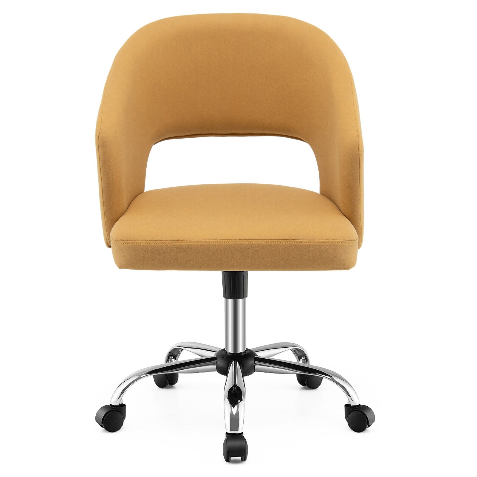 Upholstered Swivel Office Chair with Hollow Out Back, Yellow Leisure Chairs at Gallery Canada