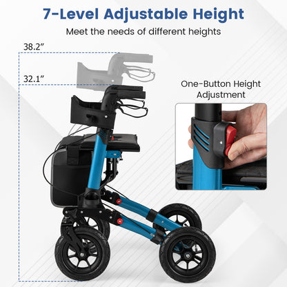 Folding Rollator Walker with Seat for All Terrain seniors, Navy Walkers & Rollators at Gallery Canada