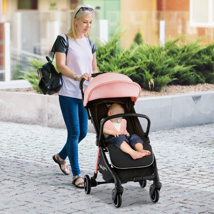 One-Hand Folding Portable Lightweight Stroller with Aluminum Frame, Pink Baby Strollers at Gallery Canada
