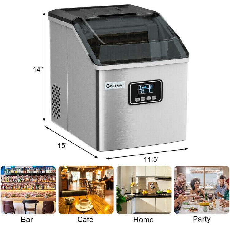 48 lbs Stainless Self-Clean Ice Maker with LCD Display Panel Ice Makers at Gallery Canada