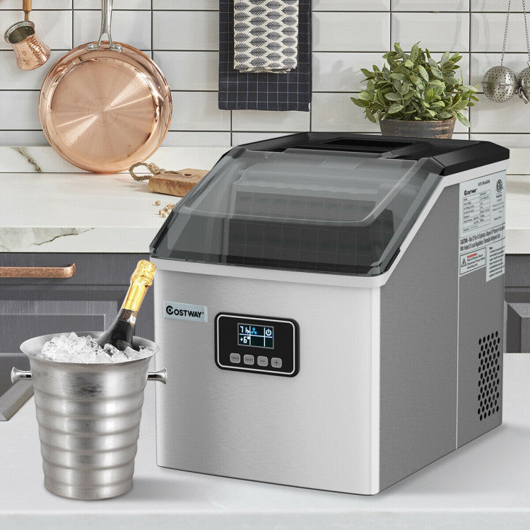 48 lbs Stainless Self-Clean Ice Maker with LCD Display Panel Ice Makers at Gallery Canada
