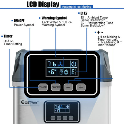 48 lbs Stainless Self-Clean Ice Maker with LCD Display Panel Ice Makers at Gallery Canada
