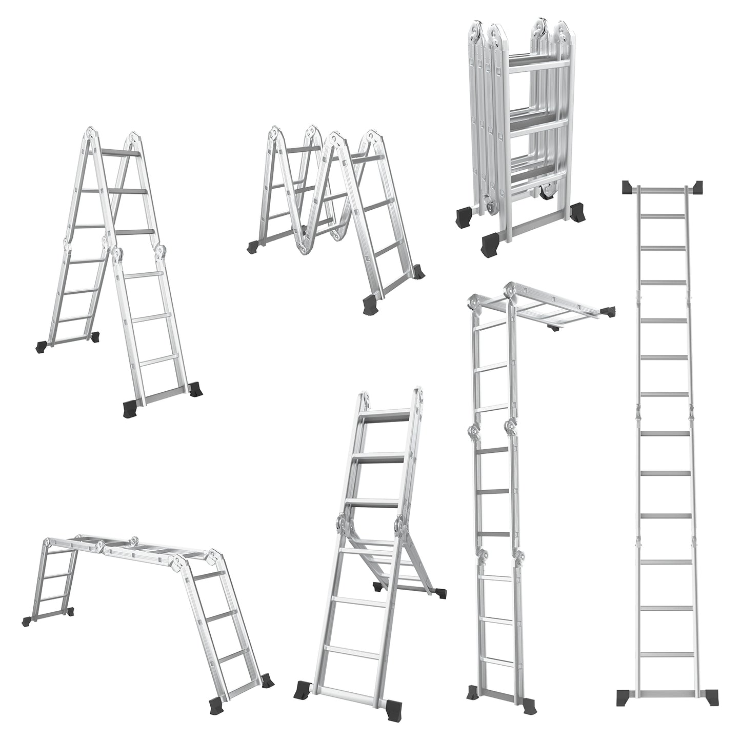 7-in-1 Folding Aluminum Step Ladder with Anti-Skid Pedal Garages at Gallery Canada