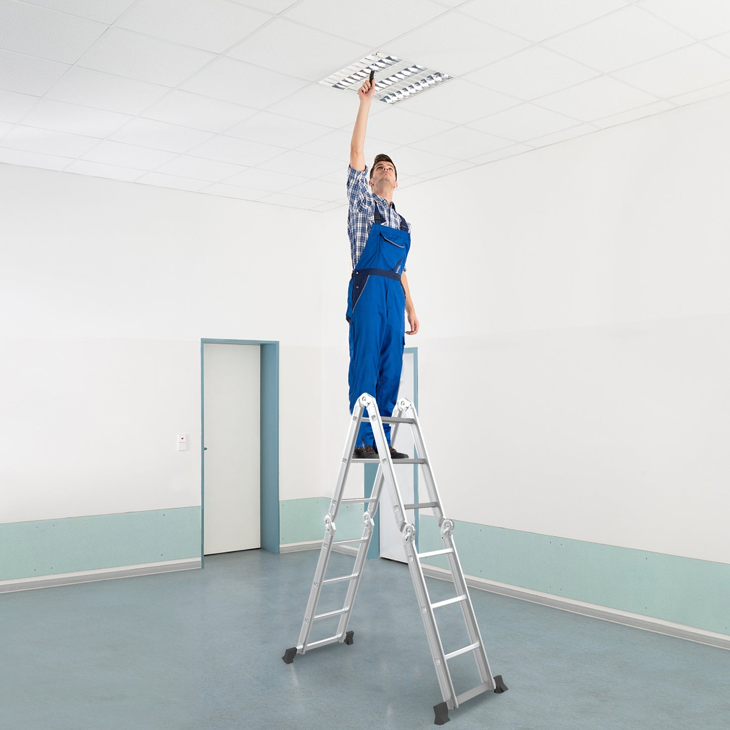 7-in-1 Folding Aluminum Step Ladder with Anti-Skid Pedal Garages at Gallery Canada