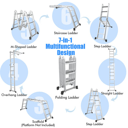 7-in-1 Folding Aluminum Step Ladder with Anti-Skid Pedal Garages at Gallery Canada