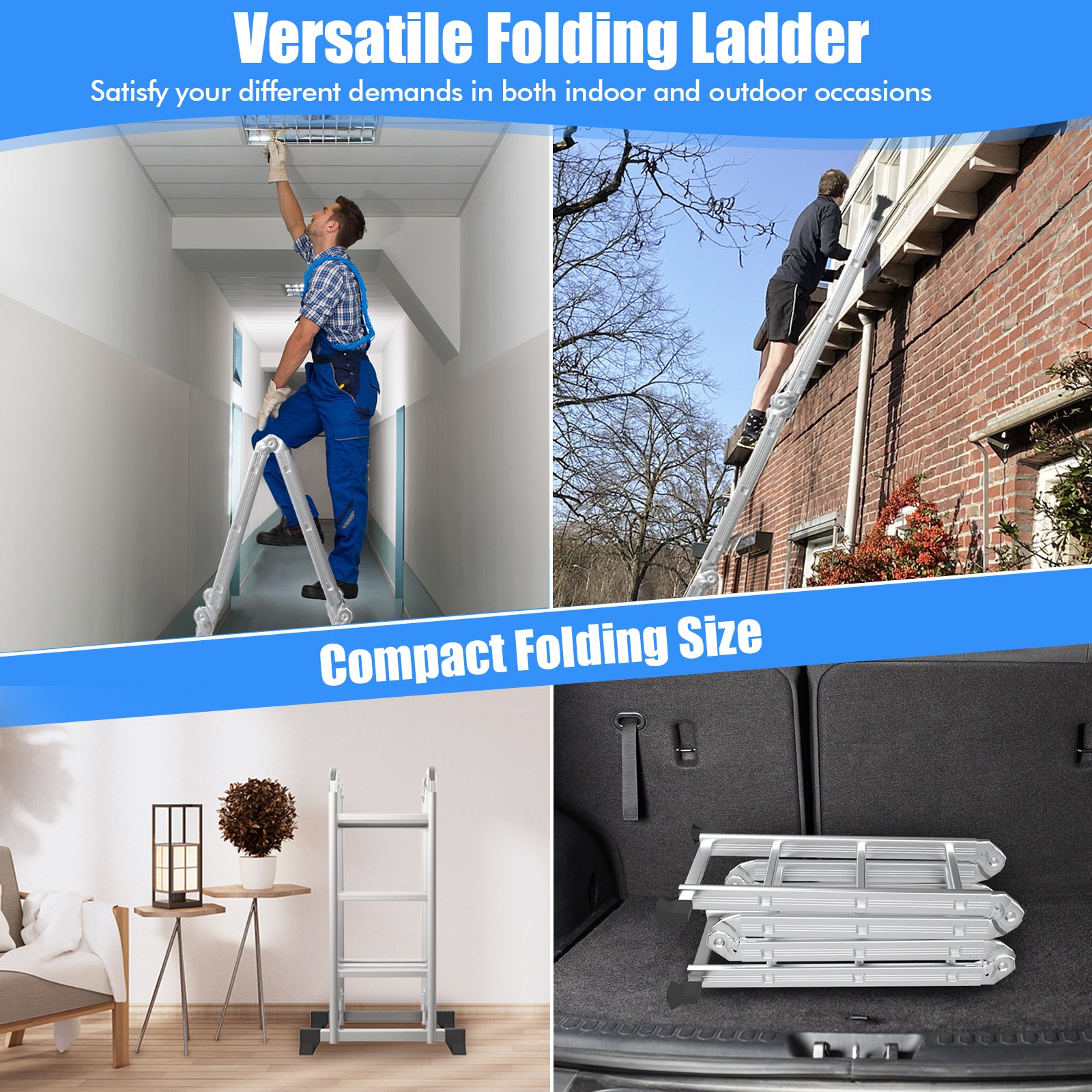 7-in-1 Folding Aluminum Step Ladder with Anti-Skid Pedal Garages at Gallery Canada