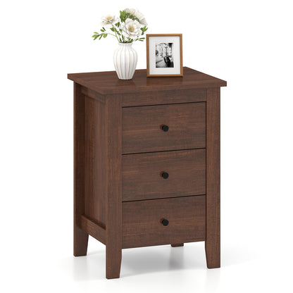 Set of 2 Nightstand End Beside Table Drawers, Walnut Bedroom at Gallery Canada