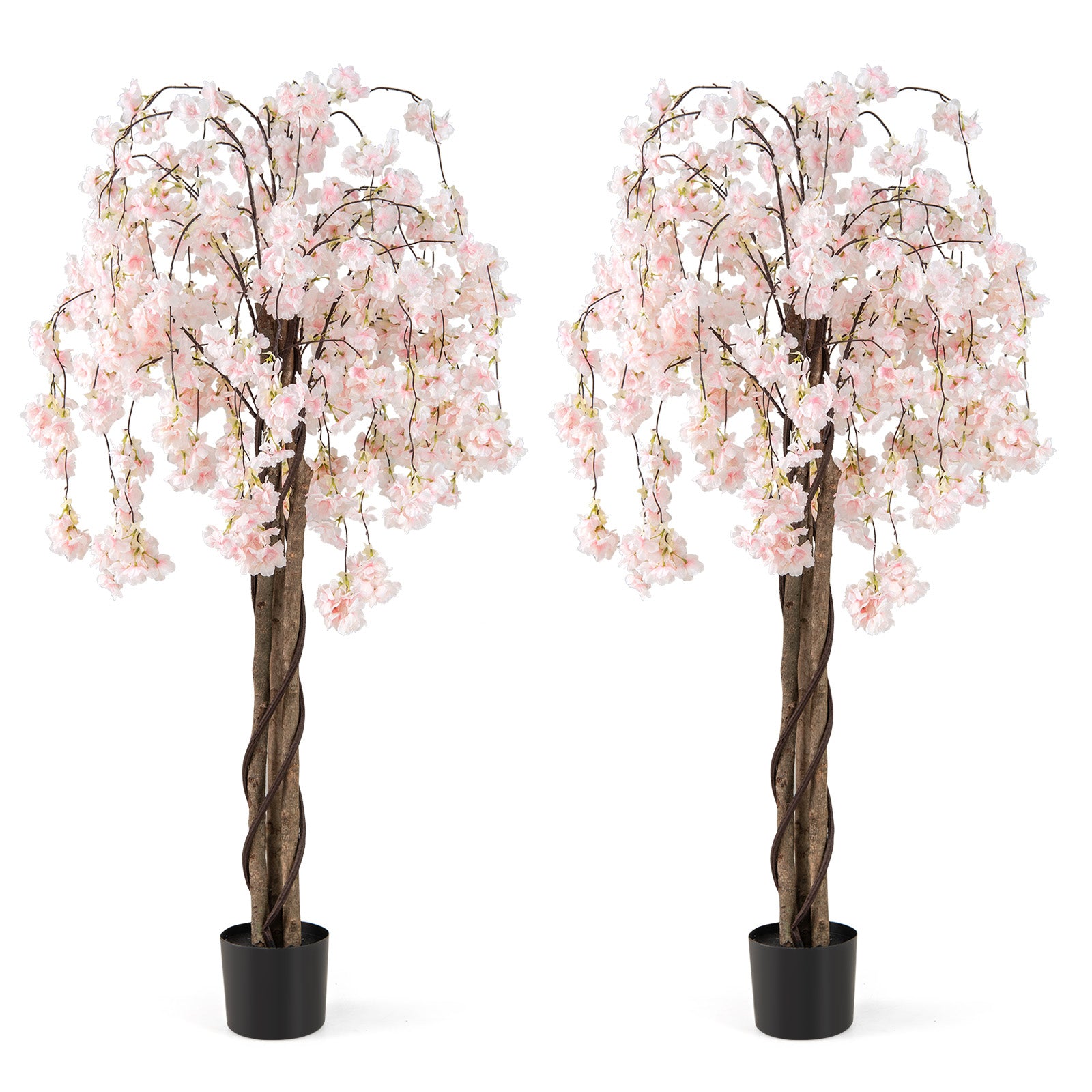 5.5 FT Tall Artificial Cherry Blossom Tree with Pink/White Flowers 2 Pack, White Faux Plants White at Gallery Canada