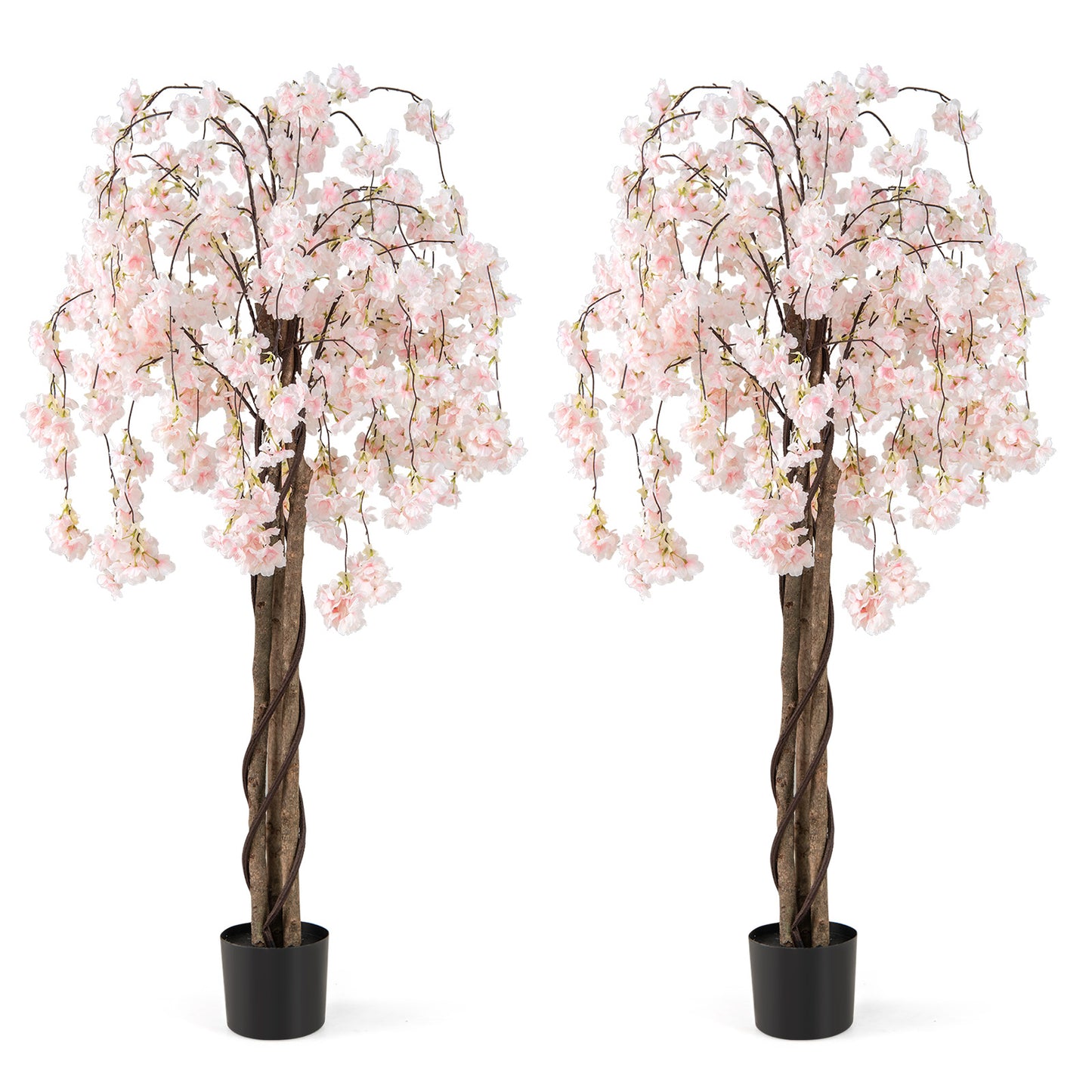 5.5 FT Tall Artificial Cherry Blossom Tree with Pink/White Flowers 2 Pack, White Faux Plants at Gallery Canada
