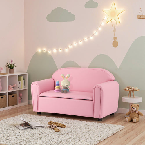 Kids Sofa Armrest Chair with Storage Function, Pink