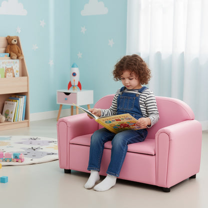 Kids Sofa Armrest Chair with Storage Function, Pink Kids Chairs & Seating at Gallery Canada