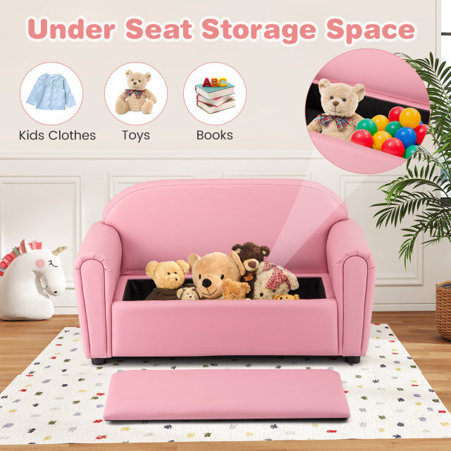 Kids Sofa Armrest Chair with Storage Function, Pink Kids Chairs & Seating at Gallery Canada