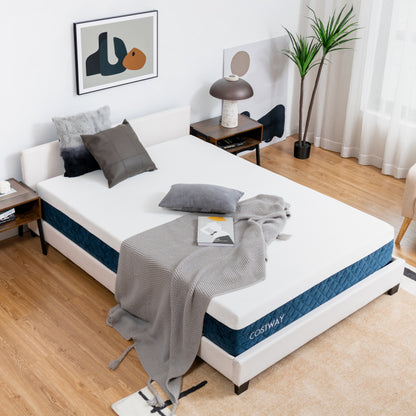 10 Inch Mattress with Jacquard Fabric Cover in a Box-Queen Size, White Mattresses at Gallery Canada