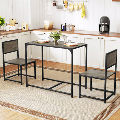3 Pieces Dining Set Compact Table and 2 Chair with Metal Frame for Small Space, Oak Kitchen & Dining at Gallery Canada