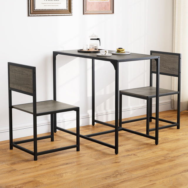 3 Pieces Dining Set Compact Table and 2 Chair with Metal Frame for Small Space, Oak Kitchen & Dining at Gallery Canada
