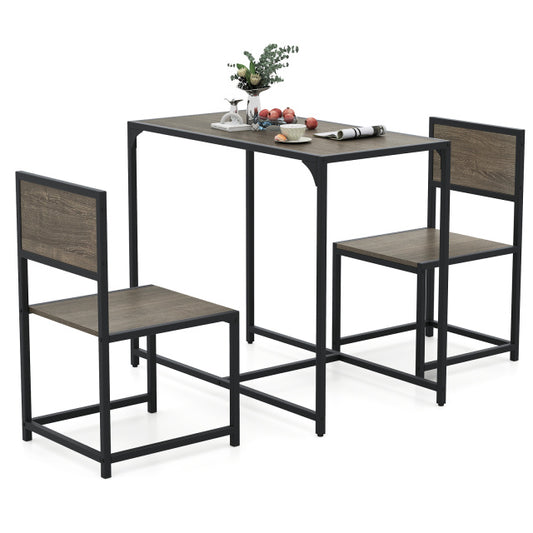 Compact Dining Set, 3 Pieces, Oak, Metal Frame, Small Space Kitchen & Dining Oak at Gallery Canada