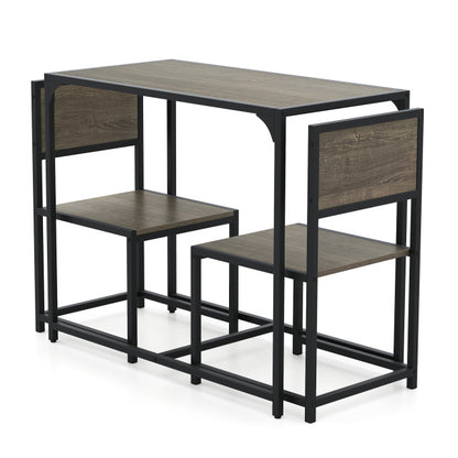 3 Pieces Dining Set Compact Table and 2 Chair with Metal Frame for Small Space, Oak Kitchen & Dining at Gallery Canada