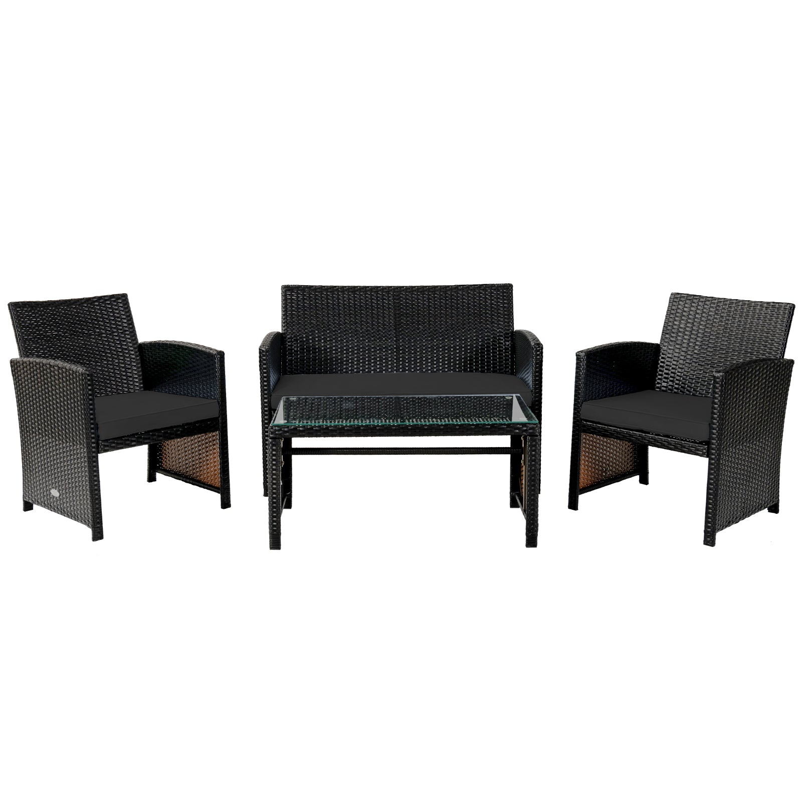 4 Pieces Patio Rattan Cushioned Furniture Set with Coffee Table, Black Patio Furniture Sets at Gallery Canada