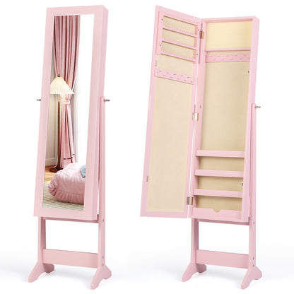 Mirrored Standing Jewelry Cabinet Storage Box, Pink Jewelry Armoires at Gallery Canada