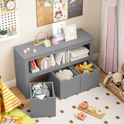 Kid Toy Storage Cabinet 3 Drawer Chest with Wheels Large Storage Cube Shelf, Gray Kids Storage at Gallery Canada