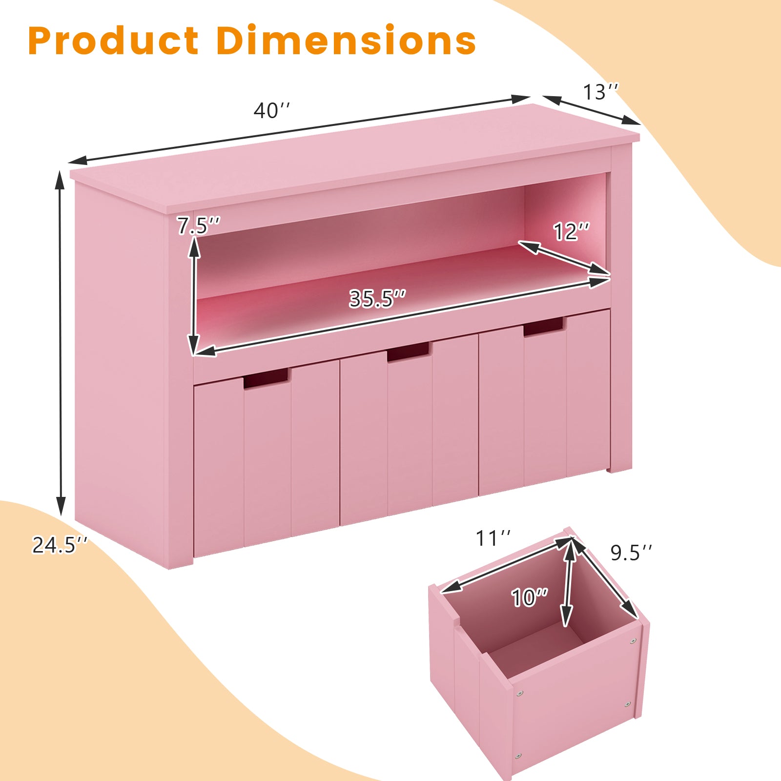Kid Toy Storage Cabinet 3 Drawer Chest with Wheels Large Storage Cube Shelf, Pink Kids Storage at Gallery Canada