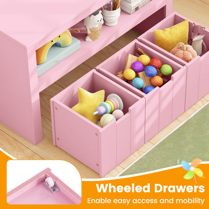 Kid Toy Storage Cabinet 3 Drawer Chest with Wheels Large Storage Cube Shelf, Pink Kids Storage at Gallery Canada