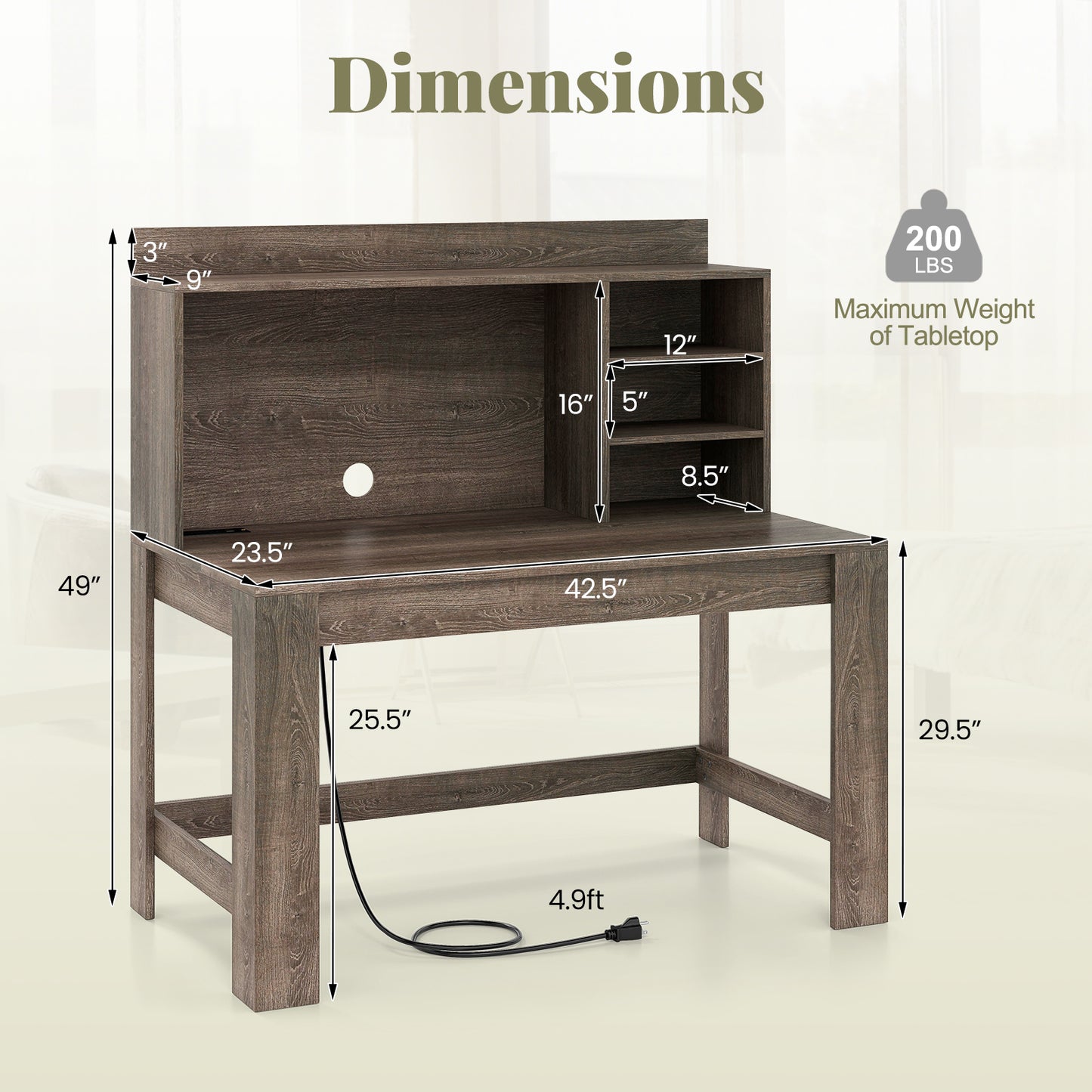 Modern Computer Desk with Hutch and Storage Shelves, Oak Computer Desks at Gallery Canada