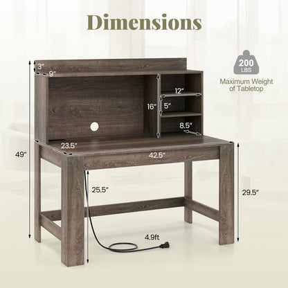 Modern Computer Desk with Hutch and Storage Shelves, Oak Computer Desks at Gallery Canada