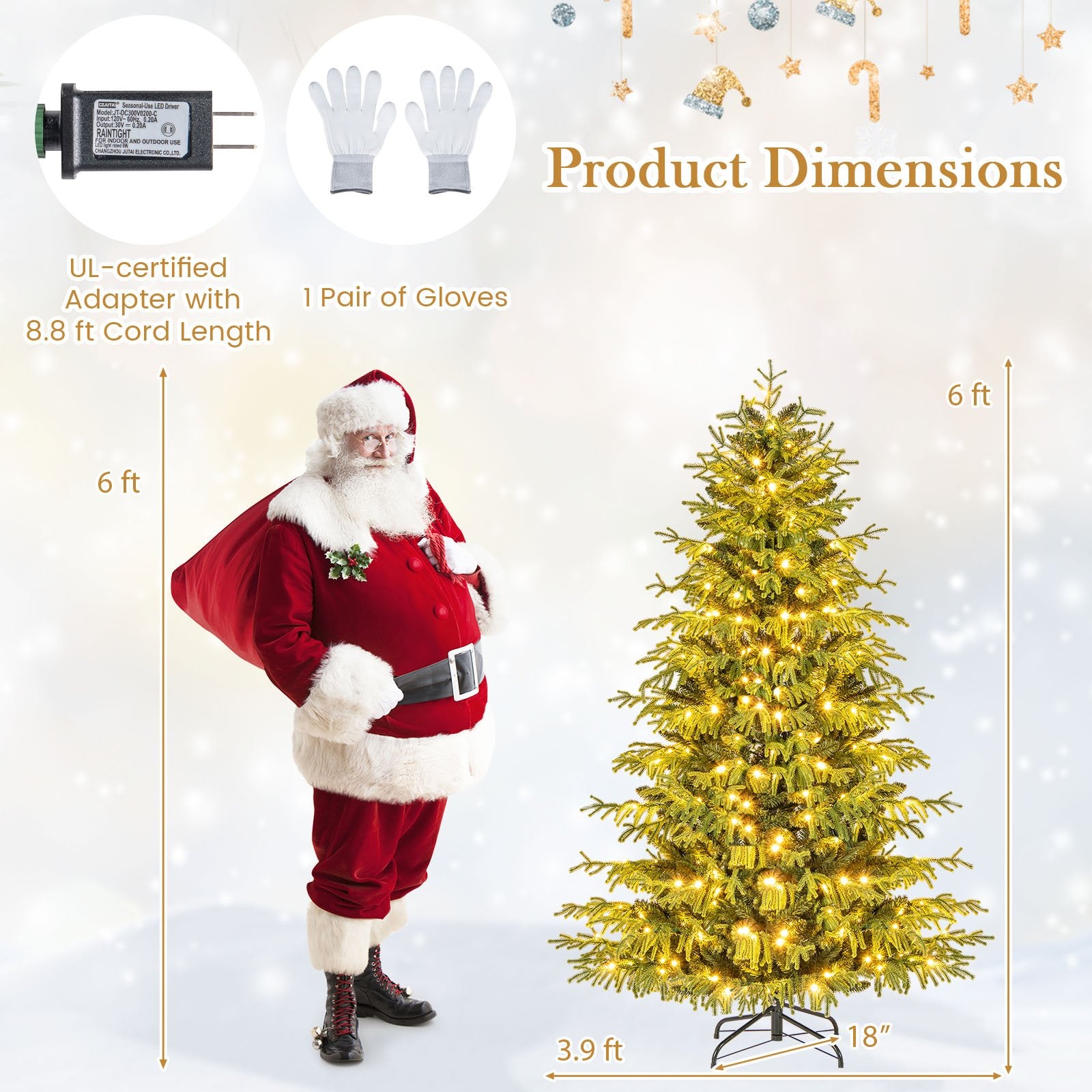 Artificial Christmas Tree with LED Lights and PVC Mixed Branch Tips-6, Green Christmas Tree at Gallery Canada