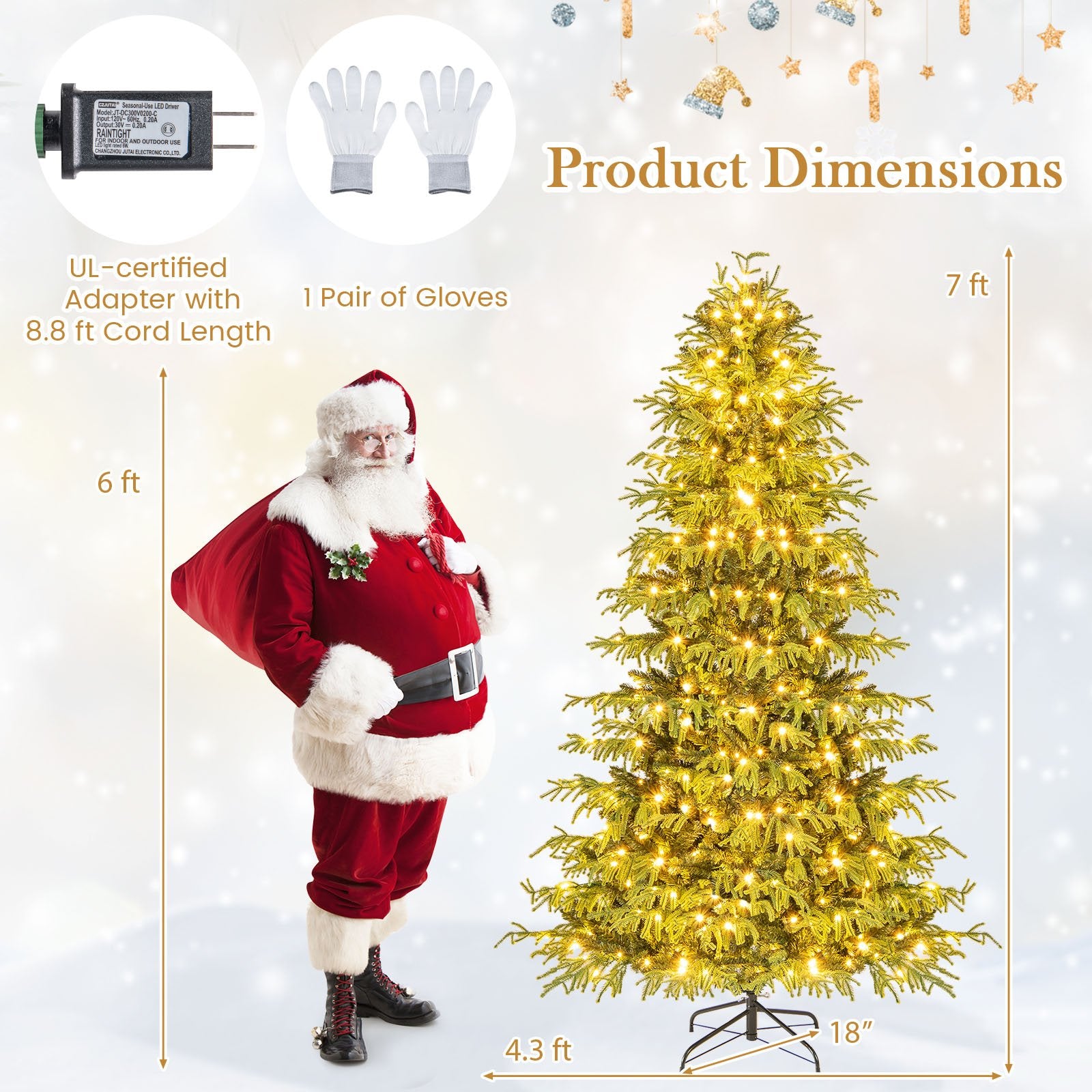 Artificial Christmas Tree with LED Lights and PVC Mixed Branch Tips-7, Green Christmas Tree at Gallery Canada