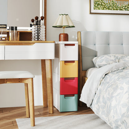 4-Drawer Rolling Organizer Unit Narrow Storage Cabinet with Built-In Wheels for Small Space-Colorful, Multicolor Dressers & Chests at Gallery Canada